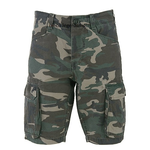 Korte Broek Kortebroek Cargoshort Stonewashed Camouflage Woodland